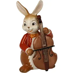Osterhase GOEBEL "Figur Hase - Fröhlicher Bassist", bunt, B:4,5cm H:8cm T:4cm, Steingut, Dekofiguren, Osterfigur, Dekofigur, Ostern, Osterdekoration