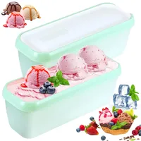 PZJFH 2er-Set Eiscreme Behälter, 1,5L Eisbehälter für Speiseeis, Selbstgemachte Eiscreme Becher mit Deckel BPA-frei für Sorbet Gefrierdosen (Minzgrün)