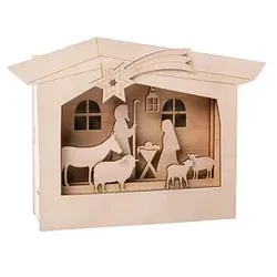 Rayher Holzbausatz 3D-Motivrahmen Krippe beige