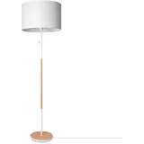 Paco Home Stehlampe Wohnzimmer Stoffschirmlampe Standleuchte Textil Schirm E27 Leselampe Skandi Büro Mit Stecker Uni Holzoptik