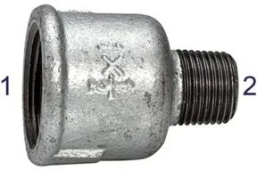 Riegler Reduziermuffe 246, IG/AG, Rp 1/2, R 1/4, schwarzer Temperguss