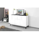 Dmora - Kommode Giorgio, Küchen-Sideboard mit 3 Türen und 1 Schublade, Wohnzimmer-Buffet, Küchen-Sideboard, 100 % Made in Italy, 120 x 40 x 82 cm, glänzendes Weiß und Schiefer