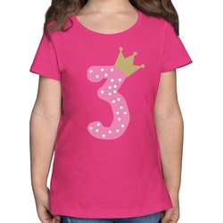 Shirtracer T-Shirt Dritter Krone Mädchen – 3. Geburtstag – Mädchen Kinder T-Shirt 3 tshirt rosa 116 (5/6 Jahre)