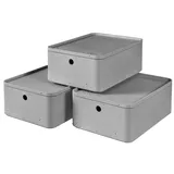 Curver Aufbewahrungsbox M mit Deckel (8L), 3er Set, (Beton), Medium