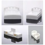 Archifreunde 5er Set Modell Schlafzimmer Möbel 1:50, Doppelbett + Einzelbett + TV + 2 Sessel