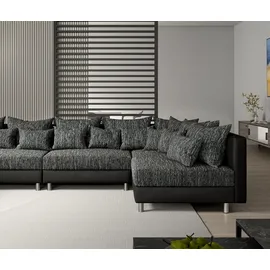 DeLife Wohnlandschaft Clovis XL Schwarz mit Hocker, Design Wohnlandschaften, Couch Loft, Modulsofa, modular