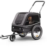 KLARFIT Fahrradkinderanhänger Goldie S Hybrid Hunde-Fahrradanhänger, Fahrradanhänger Wetterfest Hund Faltbar Stahl 20-29" grau