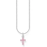 Thomas Sabo Kette mit rosafarbenem Kreuz-Anhänger 925 Sterlingsilber KE2226-051-9
