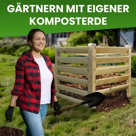 Gartenwelt Riegelsberger Moderner Komposter Single ca. 120x120 cm Höhe 80 cm aus Lärchenholz Massivholz Steckkomposter Kompostsilo Holzkomposter Stecksystem