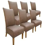 Stühle Esszimmer 6er Set Polsterstuhl Rattanstuhl Sidney Polster Lederoptik muskat