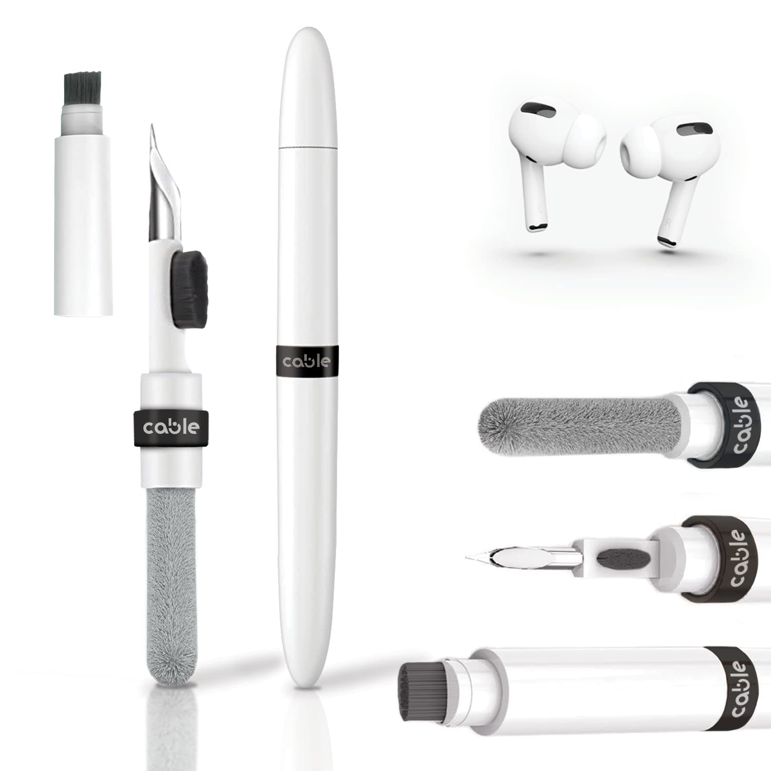 Reinigungsstift-Set für Bluetooth-Kopfhörer, Airpods und Multifunktions-Kopfhörer, universell, kompatibel mit Airpods 1 2 Pro und viele andere Geräte (schwarz)