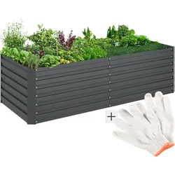 tectake® Hochbeet, aus verzinktem Stahl, stabil, sicher, witterungsbeständig, 200 x 80 x 56 cm