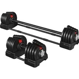 Yaheetech Hantel-Set 2-in-1 Verstellbare Hanteln Kurzhantel & Langhantel 2 kg bis 41 kg schwarz
