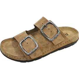 ROHDE Damen Pantolette mit zwei Schnallen aus Velourleder Rodigo-D 5893, Größe:39 EU, Farbe:Beige - 39