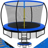 Kesser KESSER® Trampolin Gartentrampolin TÜV Rheinland GS Zertifiziert Kindertrampolin bis 150 kg Komplettset mit Sicherheitsnetz, Leiter, Randabdeckung, Seitentasche & Zubehör