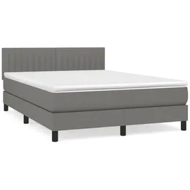 vidaXL Boxspringbett mit Matratze Dunkelgrau 140x200 cm Stoff