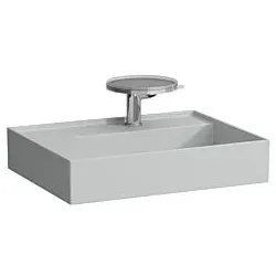 LAUFEN Kartell Waschtisch 8103357591581, 60x46cm, grau, Ablage links, 3 Hahnlöcher, Saphirkeramik