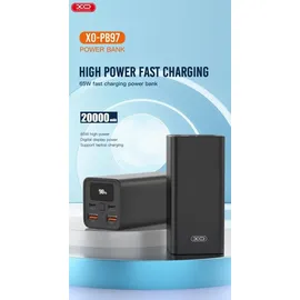 XO Laptop-Powerbank PB97 65W 20000mAh Schwarz 2x USB-A, 2x USB-C digitale Ladeanzeige