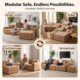 COMHOMA Ecksofa, 245 x 60 x 40 cm, Modulares Sofa mit Schlaffunktion, Schlafsofa, L Form Couch für Wohnzimmer, vakuumverpackt, Flexibel kombinierbar mit Ottomane