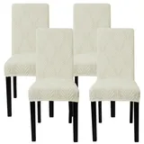 MEIVINES Stuhlhussen 4er Set Hussen Für Schwingstühle Stretch Stuhlhussen Für Esszimmerstühle Stuhlhussen Beige Für Haus Küche Hotel Restaurant Bankett Hochzeit Party (Beige,4PCS)