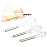 Relaxdays Schneebesen Set, professionelle Ballonschneebesen, Handschneebesen Edelstahl, 8 Zoll, 10 Zoll, 12 Zoll