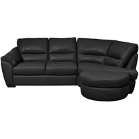 Livetastic Ecksofa, Schwarz, Leder, Kombination Echtleder/Lederlook, 4-Sitzer, Ottomane rechts, L-Form, 273x194 cm, Made in EU, Lederauswahl, seitenverkehrt erhältlich, Hocker erhältlich, Wohnzimmer, Sofas & Couches, Wohnlandschaften, Ecksofas
