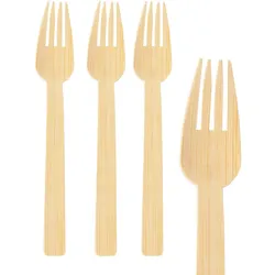 100x Gabeln aus Bambus 17cm