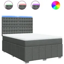 vidaXL Boxspringbett mit Matratze Dunkelgrau 160x200 cm Stoff