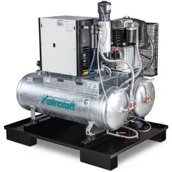 Aircraft Stationärer Kolbenkompressor mit 2x 100 Liter-Druckluftbehältern, Kältetrockner, Feinfilter, Kondensatableiter- und aufbereiter 853/2x100/10 KK