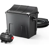 Wiltec SunSun CBF-200T Bioteichfilter Komplettset mit 9W UVC Klärer, Teichpumpe 2300 l/h 35W, Thermometer und Filtermedien, Filteranlage komplett 9 W