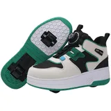 Surwin Schuhe mit Rollen Kinder Mädchen Jungen, Drehschnalle Halbhoher Turnschuhe mit Einziehbaren Hinterrädern, Rollschuhe Schuhe Skateboardschuhe Roller Skate Shoes Rollschuhe (Grün,34) - 34 EU