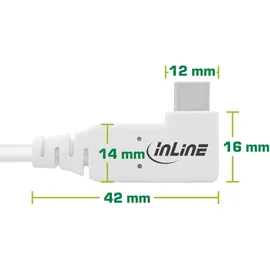 InLine USB4 Kabel, USB-C, einseitig gewinkelt, PD 240W, 8K60Hz, TPE, weiß, 2m