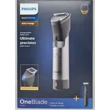 Philips BT9810/90 Series 9000 Prestige Barttrimmer mit SteelPrecision-Technologie inkl. OneBlade - Silber - Schwarz/Silber