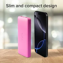 SBS Powerbank fast charge mit 10.000 mAh und 2 USB Rosa