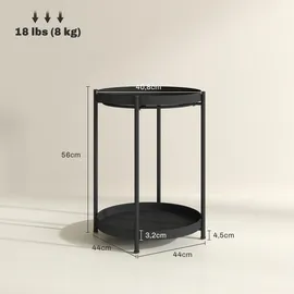 Homcom Beistelltisch Schwarz Stahl 44 x 44 x 56 cm