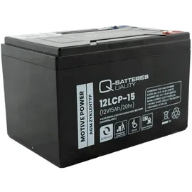 Quality Batteries Q-Batteries 12LCP-15 / 12V 15Ah Blei Akku Zyklentyp AGM Deep Cycle VRLA Schraubanschluss M5