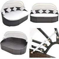 Vidaxl - Outdoor-loungebett Mit Dach Poly Rattan Braun - Sonnenliege - Sonnenliegen - Home & Living - Braun