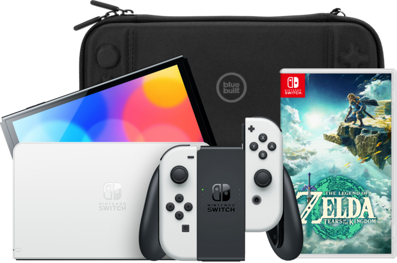 Nintendo Switch OLED Weiß + Zelda: TotK + Case