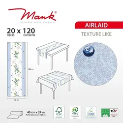 MANK Tischläufer Airlaid Blueberry, 40 cm x 24 m , 1 Stück - Heidelbeeren Blaubeeren Tischtuch