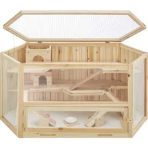 Tectake tectake® Hamsterkäfig, aus Holz, aufklappbares Dachgitter, 115 x 60 x 58 cm
