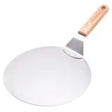 Pizzalöffel, runder Pizzaschieber aus Edelstahl, 25 cm, Backschaufel, Kuchenheber, Transfertablett