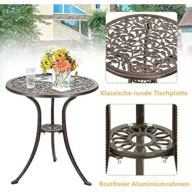 Goplus 3 tlg. Bistro Set, mit 2 Stühlen, Gartenmöbel Set, Alu, Gartenset Balkonset antik, Balkonmöbel Set Sitzgruppe Outdoor Bronze