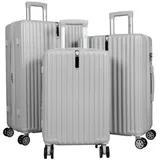 Warenhandel König ABS Hartschalen Trolleyset 3tlg. Portofino mit Dehnfalte Silber - Gr. M, L und XL - Silber