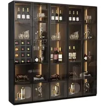 JV Möbel Weinschrank Weinvitrine, Weinregal Glasschrank Weinkühlschrank Flaschenregal