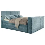 ed-lifestyle polstermöbel Denver Boxspringbett 180x200cm Denim inkl. Bettkasten, , motorisierte TV-Halterung, Ausführung:Variante 1