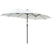 Outsunny Sonnenschirm mit LED Solar 4,5m Doppelsonnenschirm Gartenschirm Terrassenschirm