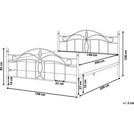 Beliani Metallbett, Weiß Metall 140x200 cm Schlafzimmer, Betten, Metallbetten