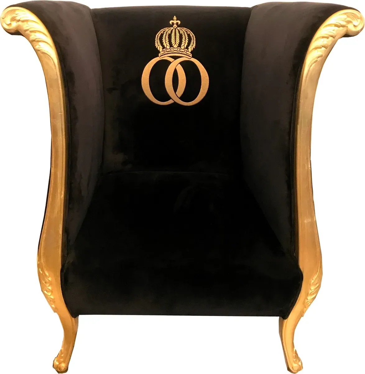 Extravaganter Pompöös by Casa Padrino Luxus Designer Sessel von Harald Glööckler Schwarz / Gold - Pompööser Barock Sessel