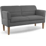 CAVADORE 2,5-Sitzer Küchensofa Kira / Sitzbank für Küche, Esszimmer oder Wohnküche inkl. Armteilverstellung / Leichte Fleckenentfernung dank Soft Clean / 168 x 94 x 81 / Flachgewebe: Grau