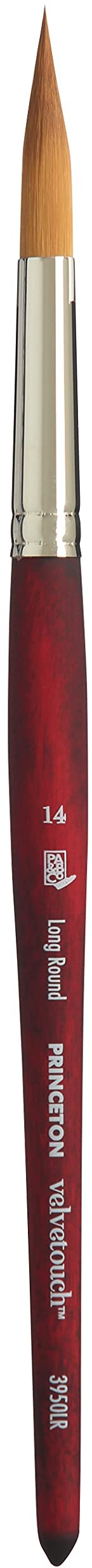 Princeton Velvetouch Artiste, Mixed-Media Brush for Acrylic, Watercolor & Oil, Series 3950 Long Round Luxury Synthetic, Size 14